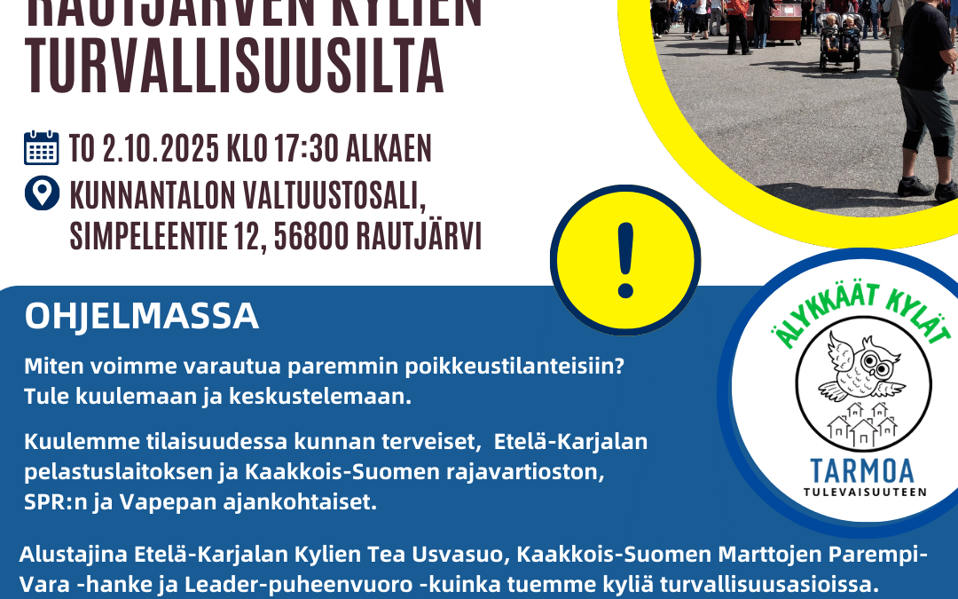 Tervetuloa turvallisuusiltoihin Rautjärvelle 2.10. ja Ruokolahdelle 8.10.2025