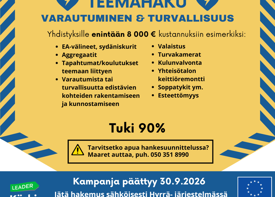 Turvallisuutta ja varautumista kyliin – nyt 90 % tuki Kärki-Leaderilta