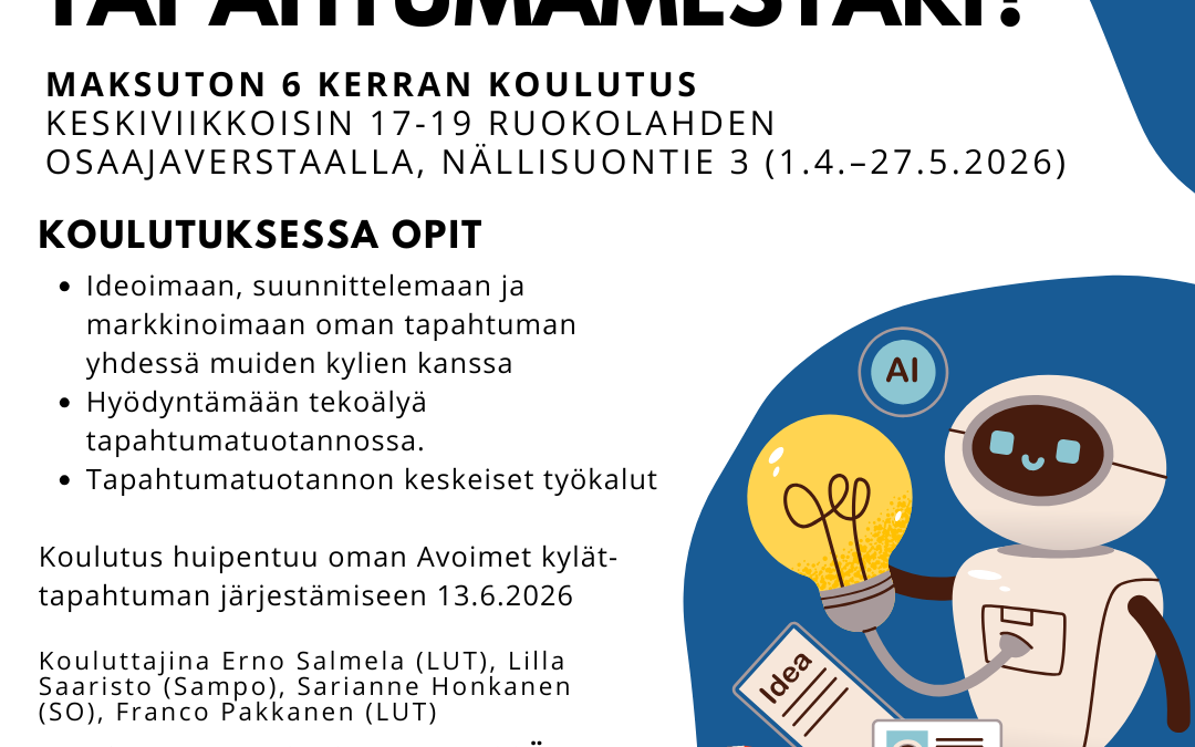 Maksuton sinustako tapahtumamestari -koulutus Ruokolahdella