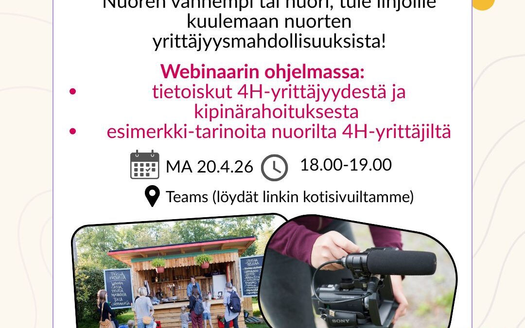 Kuinka nuori voi työllistää itsensä -webinaari ma 20.4. klo 18.00–19.15